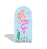 Mermaid Happy Birthday Baby Shower Party Arch Backdrop Wall Cloth Cover